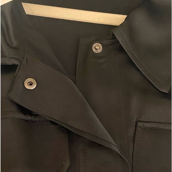 Zara - Oversized Satin Blouse Short Sleeve Shirt Cropped Drawstring - size XS-S - Picture 8 of 11